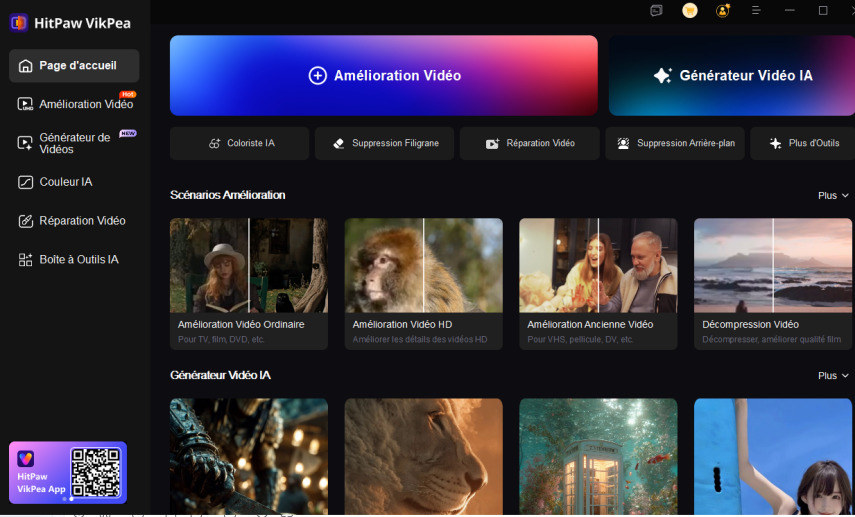 interface principale du générateur de vidéo AI Vikpea