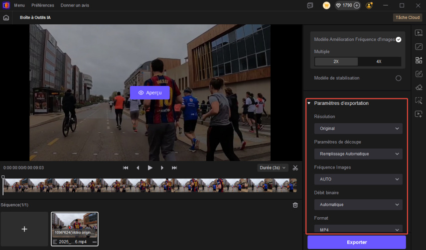 Ajustez les paramètres d'exportation vidéo