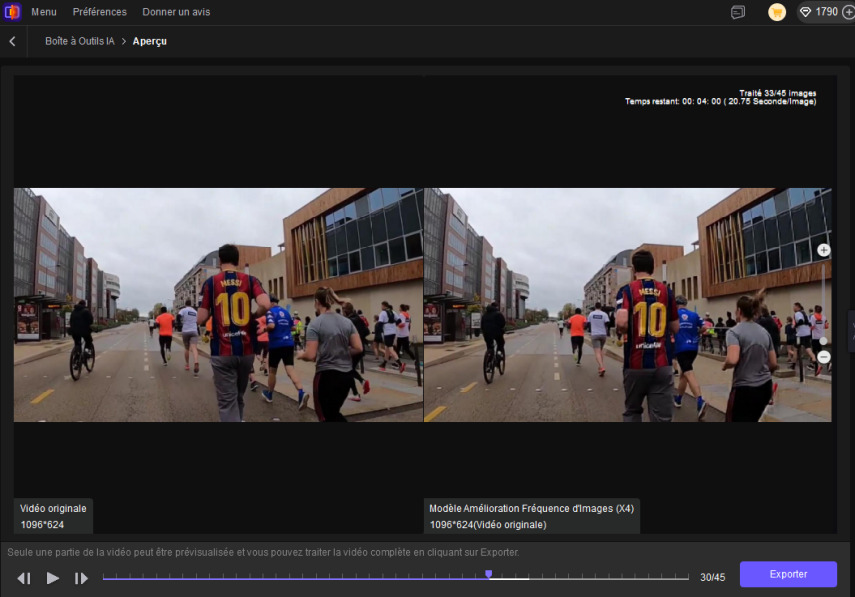 Aperçu de l'effet de stabilisation vidéo