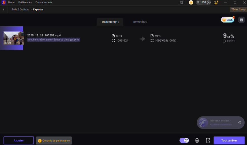 Exportez la vidéo stabilisée