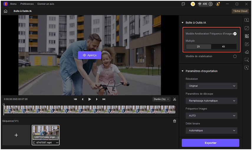 choose frame interpolation model in ai toolbox