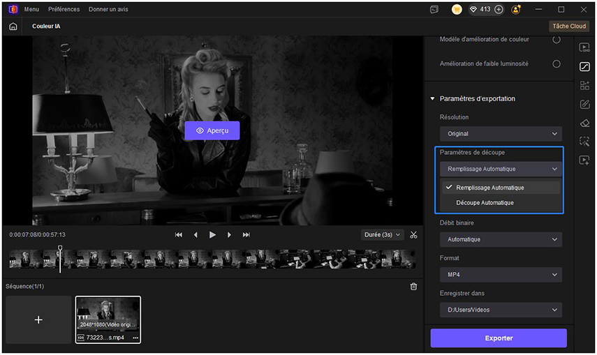 HitPaw Vikepea Couleur IA crop options