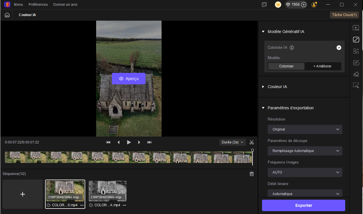 ouvrir le dossier de sortie et lire la vidéo