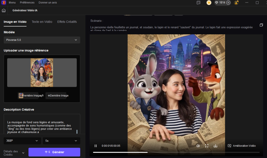 Prévisualiser et télécharger la vidéo générée par IA