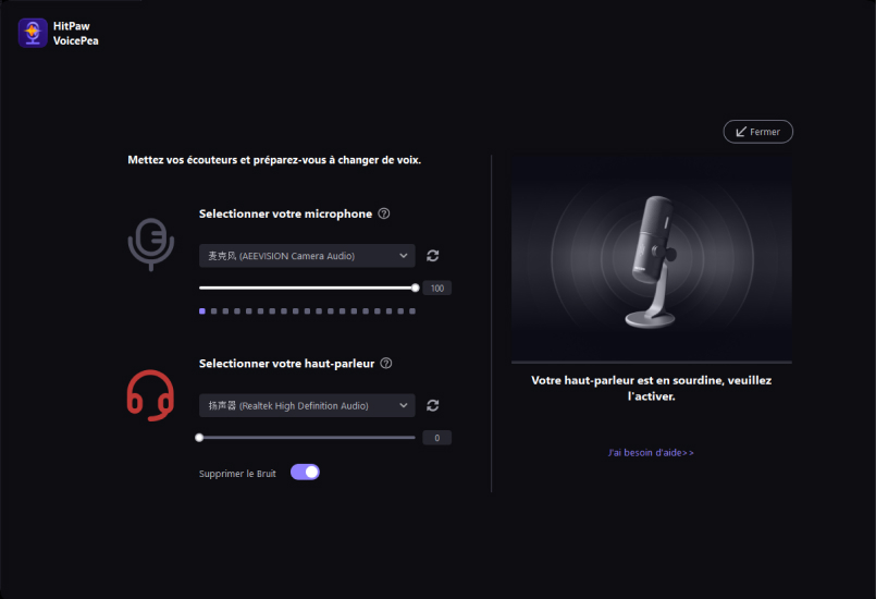 choisir l'entrée et la sortie dans HitPaw VoicePea