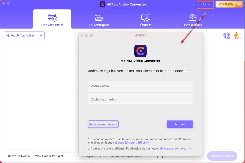 comment enregistrer produit hitpaw sur Mac
