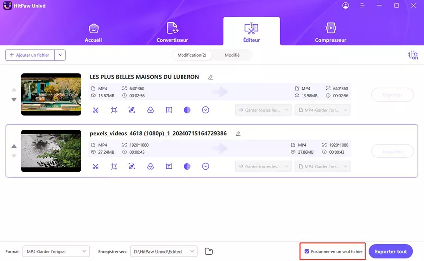 fusionner des vidéos en 1 clic