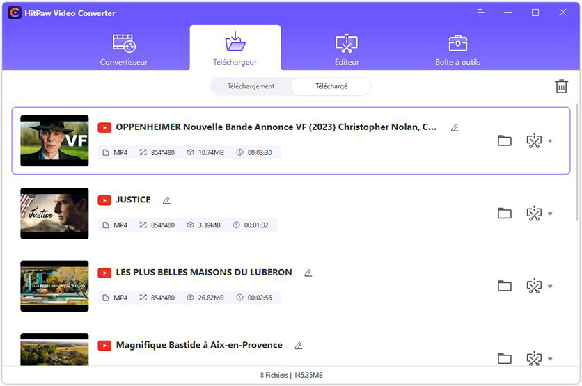 La playlistYouTube a été téléchargée avec succès