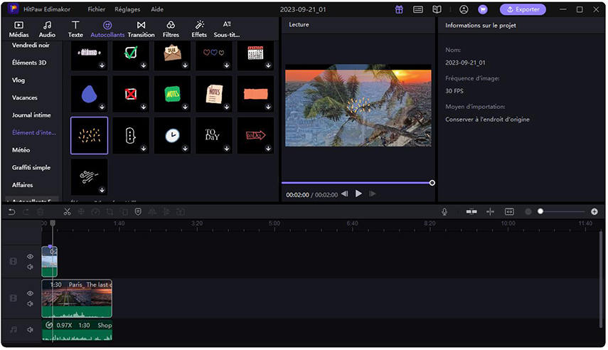ajouter stickers et texte