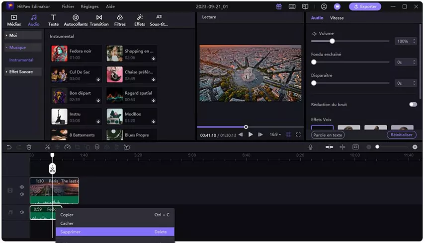 delete audio