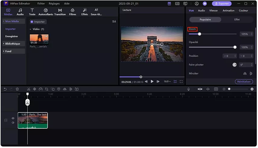 zoom the video