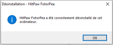 Désinstallation de HitPaw FotorPea terminée