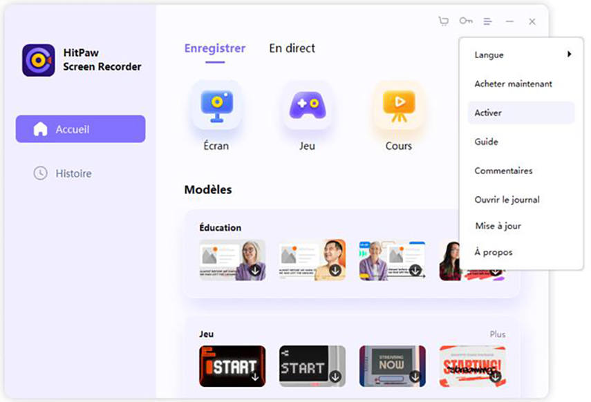 Hhitpaw screen recorder home interface