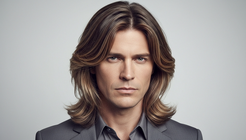 dégradé cheveux long homme