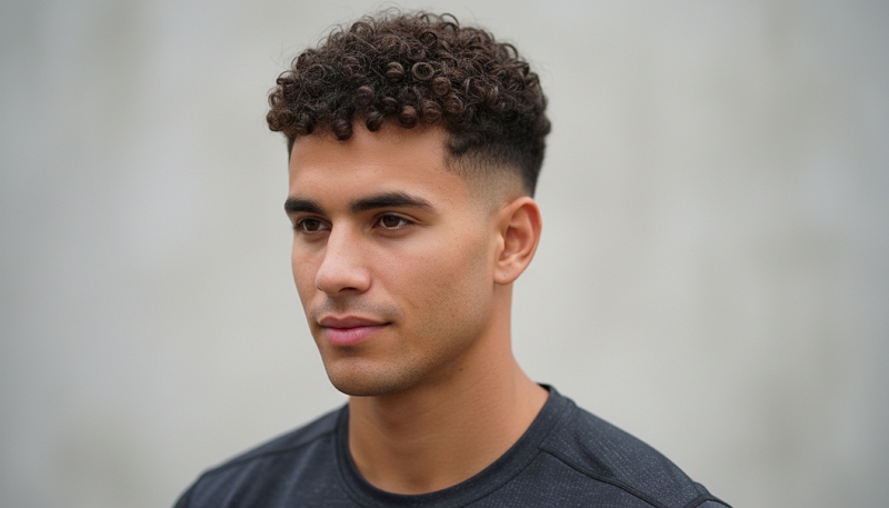 court cheveux bouclés homme