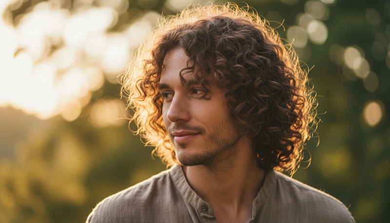 coupe homme cheveux bouclés mi long