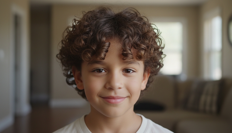 Garçon aux Cheveux Bouclés