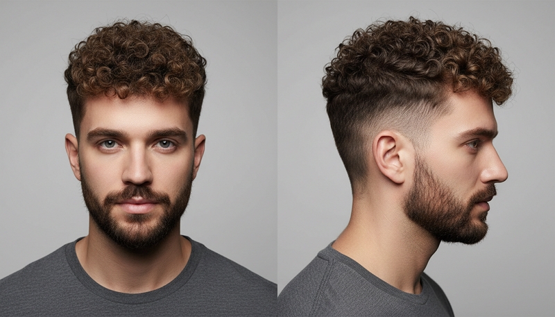 court cheveux bouclés homme