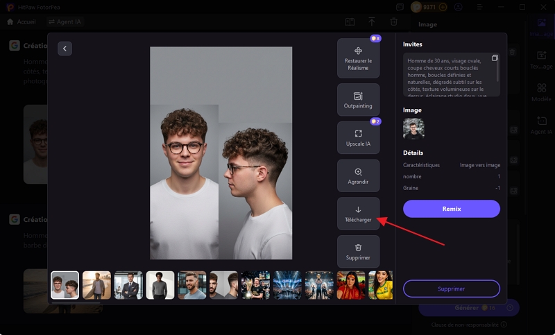 Aperçu de votre coupe de cheveux courte personnalisée