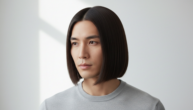 cheveux mi long homme lisse