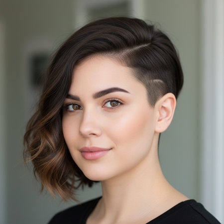 asymétrique coupe courte visage rond