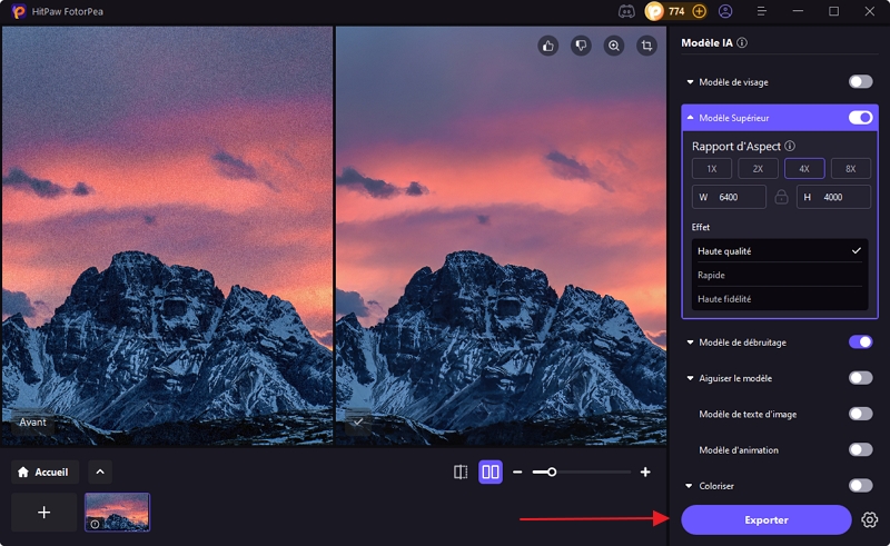 exporter image améliorée