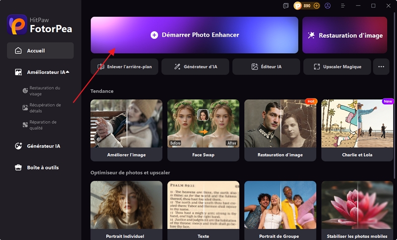 Démarrer Photo Enhancer