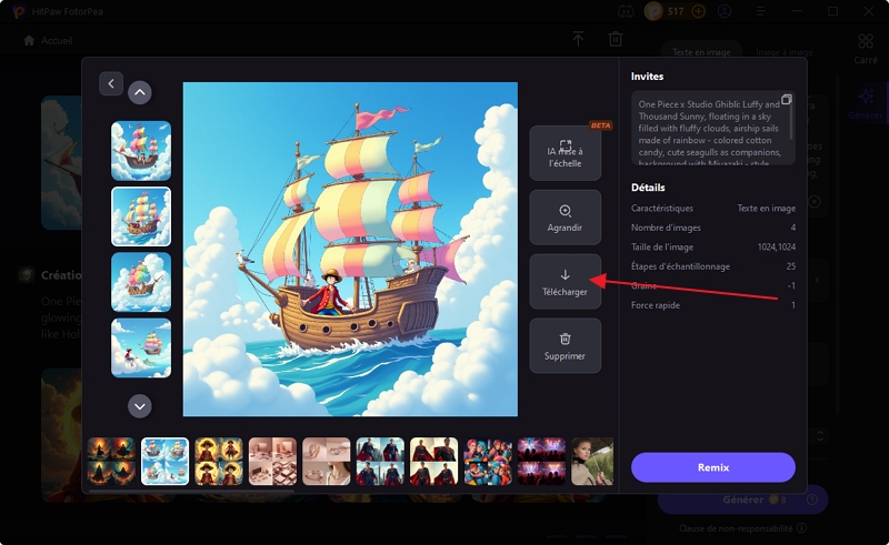 Exporter image générée