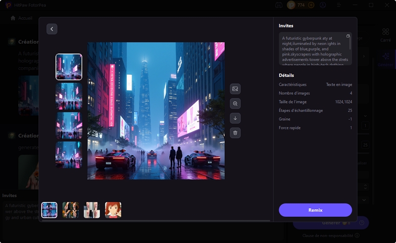 outil qui génère des images AI