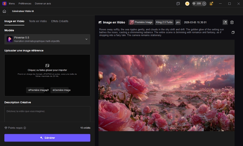 Génération vidéo HitPaw VikPea par IA