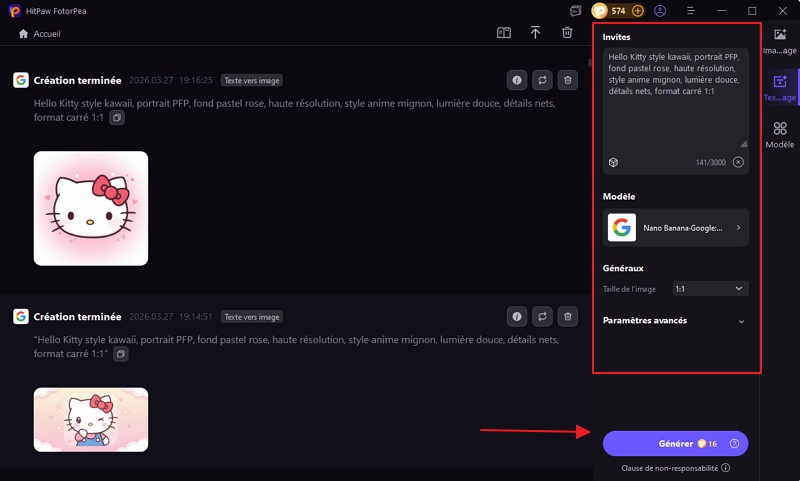 générer ai Hello Kitty
