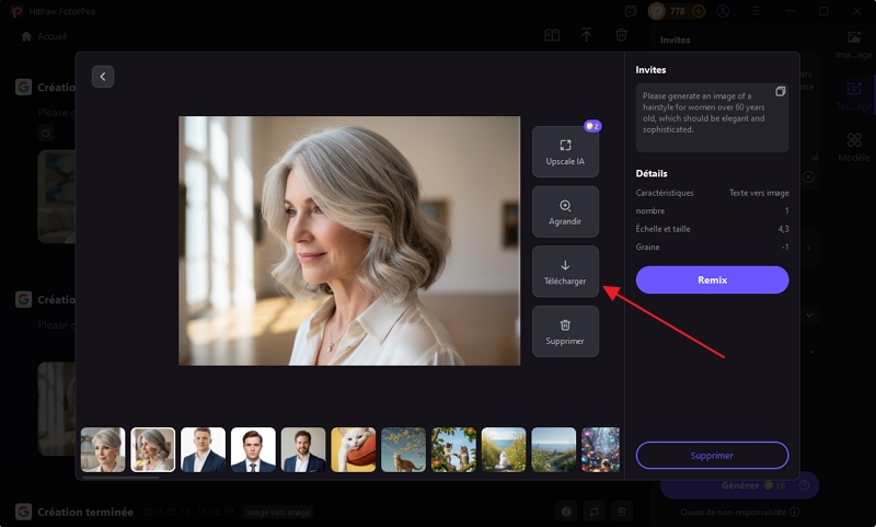 télécharger l’image générée IA