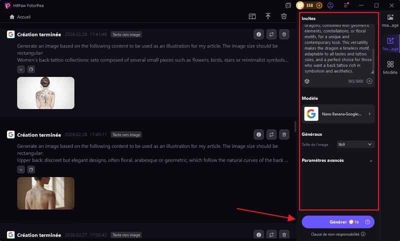 décrivez tatouage pour générer image