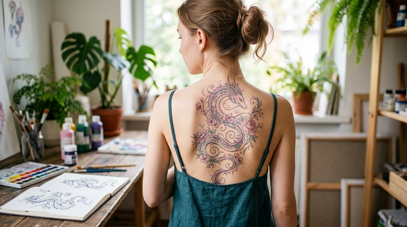 Dragons féminins tatouage