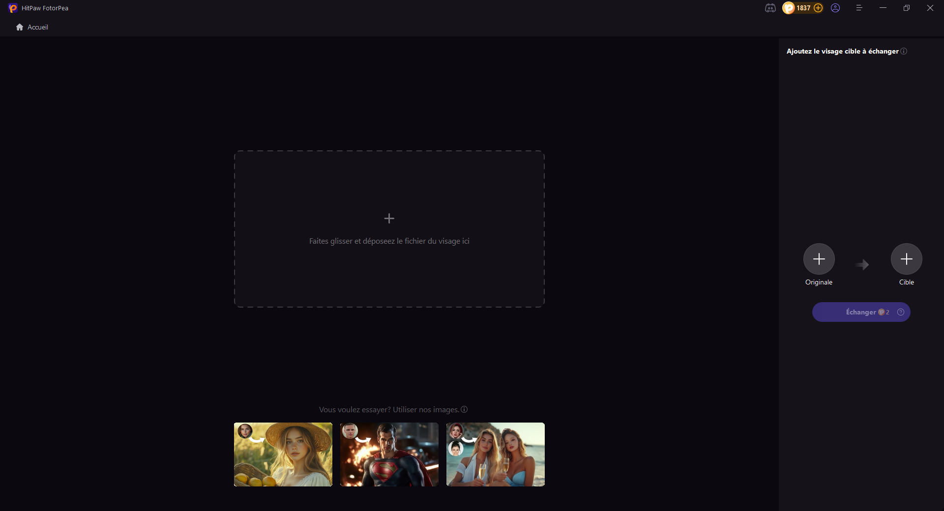 importer la photo ciblée pour changer visage photo