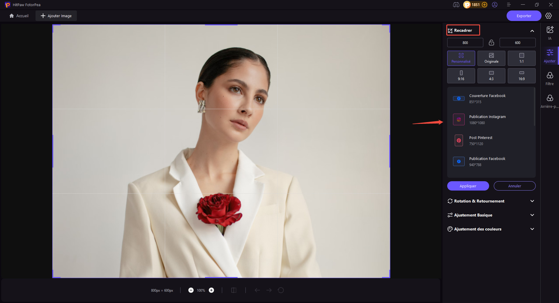 Taille de photo de profil Instagram