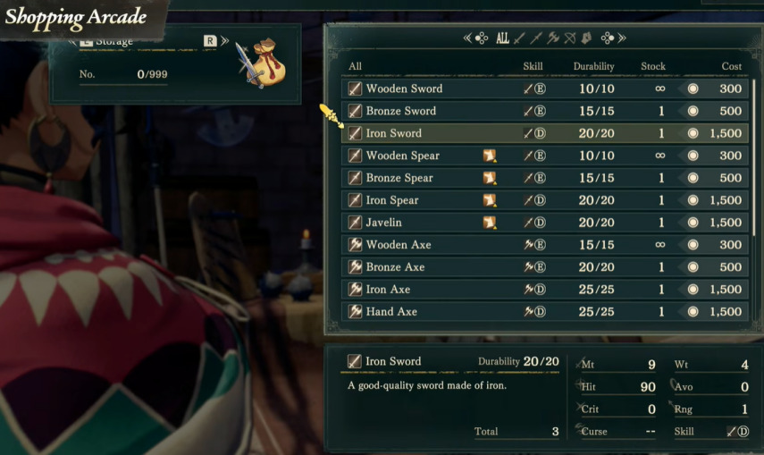 Armements variés de fire emblem fortunes weave 2026