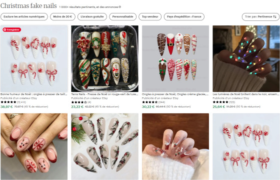 Etsy , site pour faux ongle pour noël