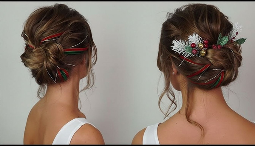 coiffure de noël facile - chignon bas torsade