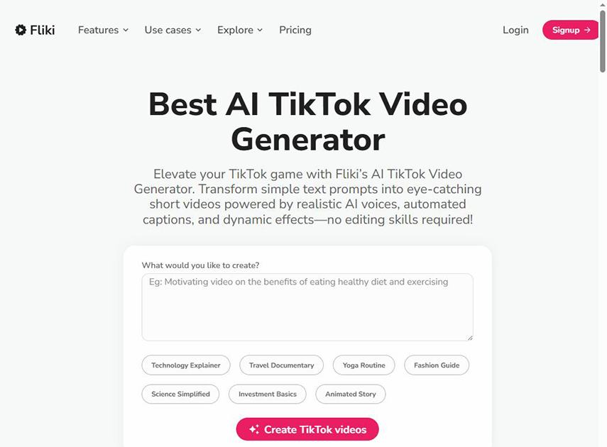 Fliki AI TikTok Video Generator