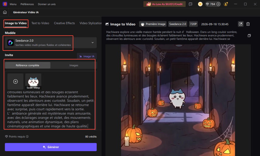 décrivez votre scène dans le prompt
