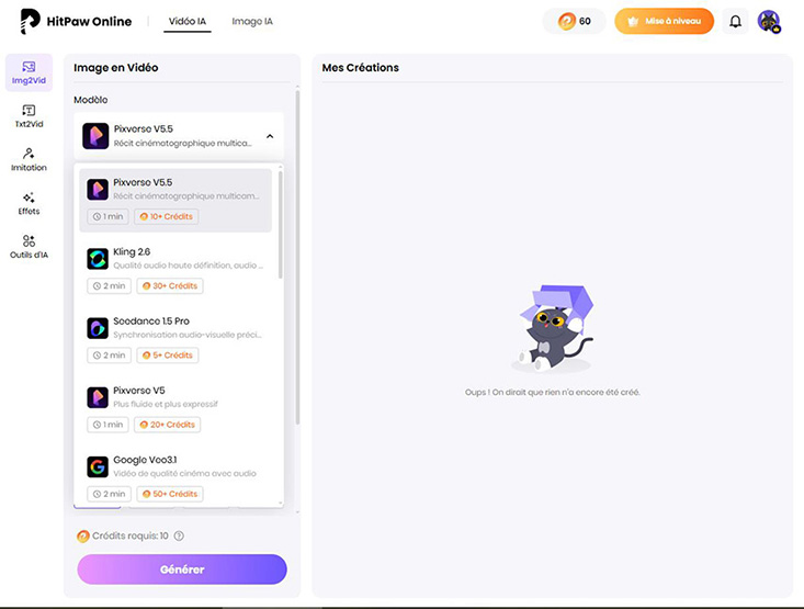 selectionner modèle