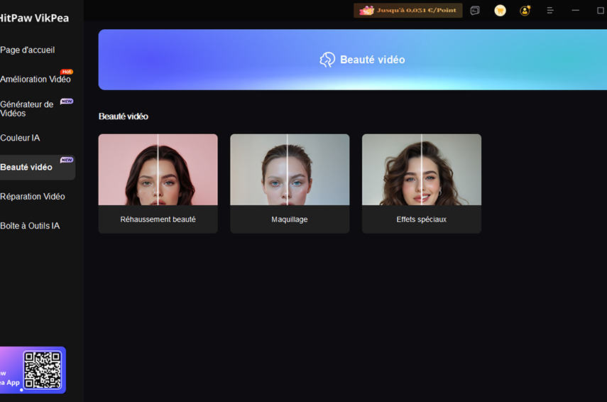 Interface beauté vidéo de HitPaw VikPea