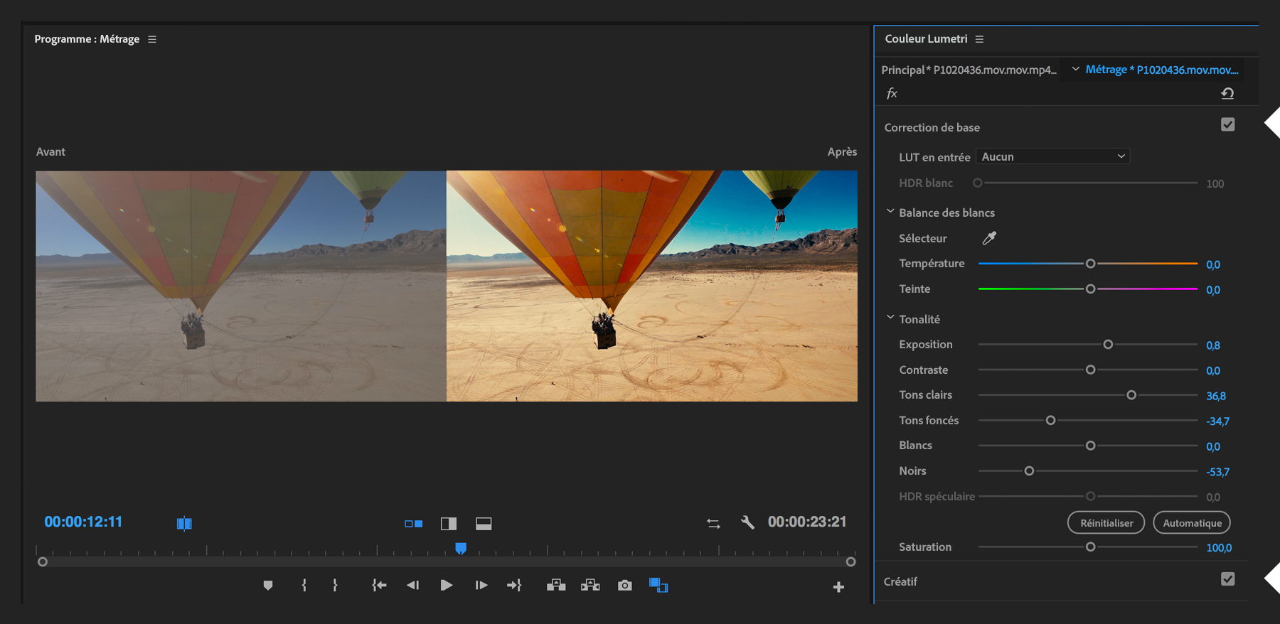 Ajuster la couleur Lumetri pour le contraste et la clarté dans Premiere Pro